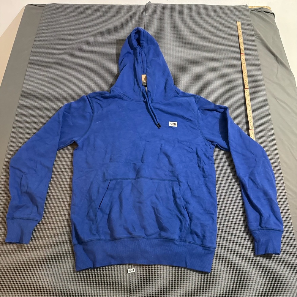 The North Face Mens Blue Pullover Hoodie Size S Regular Logo Patch Pocket